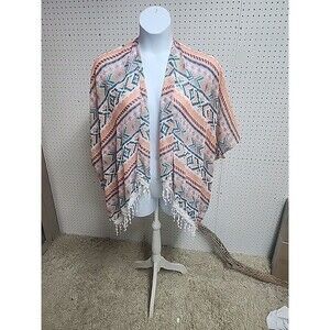 Multicolored Aouthwestern Boho Coverup shrug with  Lightweight Women OSFM